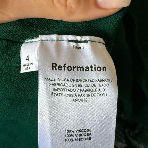 Reformation Laurelei Mini Green Dress Emerald Size 4 - Picture 9 of 9